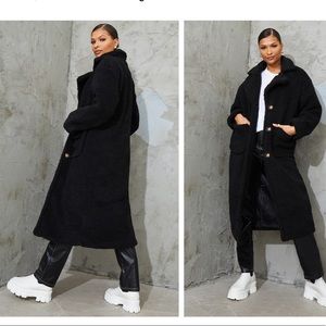 Black Maxi Borg Coat